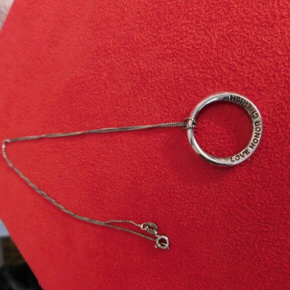 Ladies 925 Sterling Silver Necklace - Love, Honor, Cherish - Picture 2 of 4